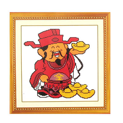 財神十字繡掛畫25*25cm