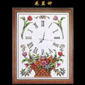 花藍(lán)鐘十字繡掛畫[配鐘]59*46cm