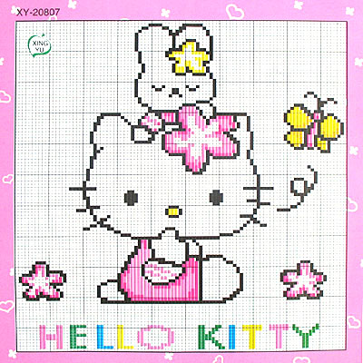 可愛kitty貓十字繡27*21cm