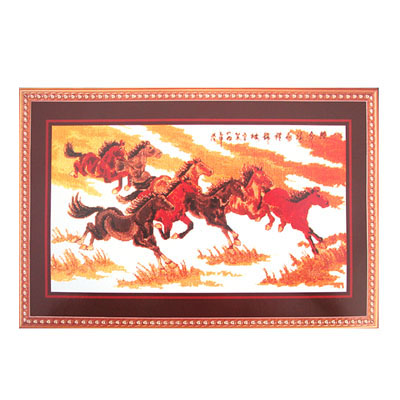 八駿圖十字繡62*37cm