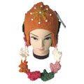 精品彩花帶桔黃韓國(guó)帽子