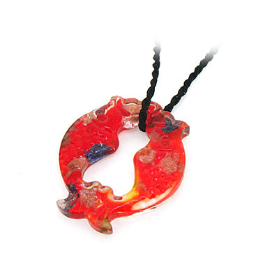 大紅喜慶對(duì)魚琉璃吊墜