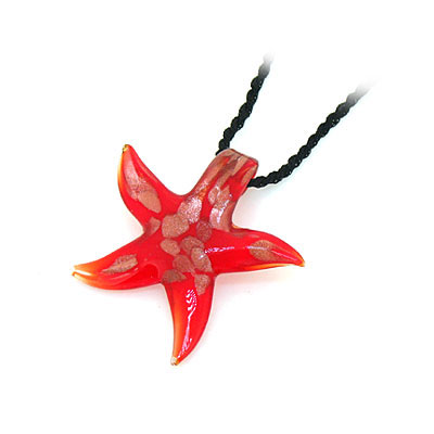 紅海星琉璃吊墜