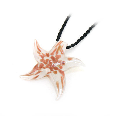 白色海星琉璃吊墜