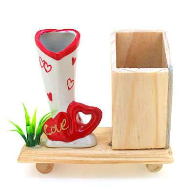 LOVE心插花工藝禮品筆筒