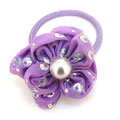 孔雀亮片綻放花飾皮筋[顏色混裝]