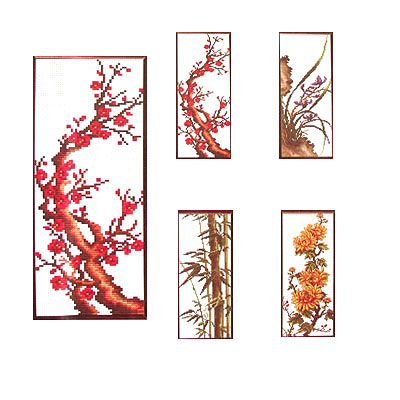 梅蘭竹菊系列梅十字繡套裝24*42cm中格