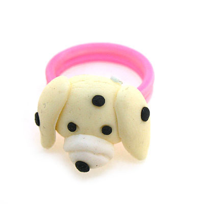 個(gè)性小豬頭軟陶戒指