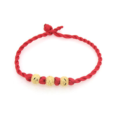 金色保色金轉(zhuǎn)運(yùn)珠紅繩手鏈本命年飾品批發(fā)