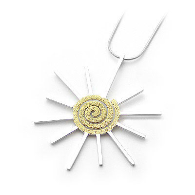 雙色金太陽(yáng)花正宗銀飾墜