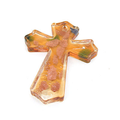 彩色大十字架琉璃吊墜