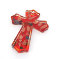 紅色十字架女士飾品琉璃大吊墜