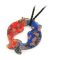 紅藍雙色雙魚琉璃吊墜