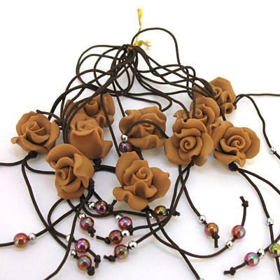 軟陶玫瑰花手機鏈小飾品