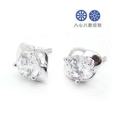 銀飾八心八箭鋯石耳釘