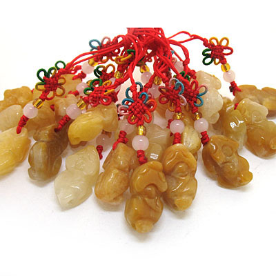 招財(cái)黃玉貔貅玉石手機(jī)鏈飾品