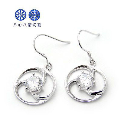 太極純銀八心八箭鋯石耳環(huán)