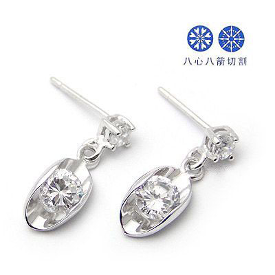 八星八箭純銀包鋯石耳釘