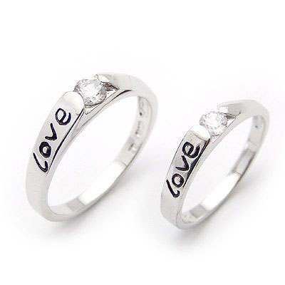 精品love字母鋯石情侶戒