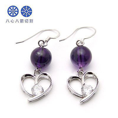 八心八箭桃心水晶銀飾耳環(huán)