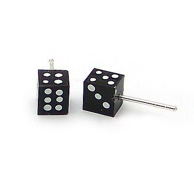 925個性麻將骰子銀飾耳釘