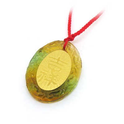 吉祥文字琉璃金鉑紅繩項(xiàng)鏈