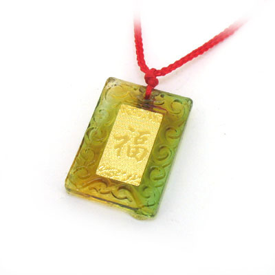琉璃金鉑福字項(xiàng)鏈飾品