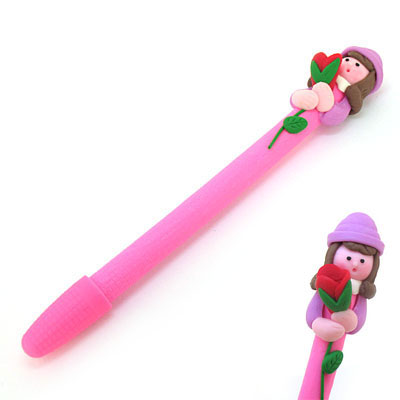鮮花美女軟陶筆批發(fā)/廣告筆/時(shí)尚禮品筆