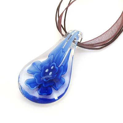 深藍色琉璃掛墜/內(nèi)雕花精品項鏈墜