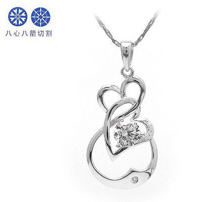 八心八箭心心相連銀邊吊墜