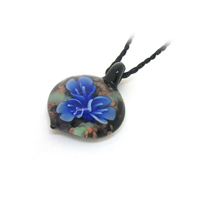 深藍(lán)色三朵花琉璃墜