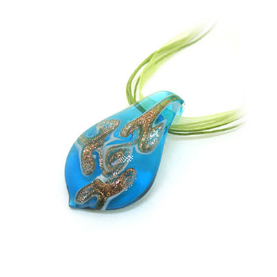 藍(lán)色人造琉璃飾品夢(mèng)幻金粉琉璃墜