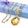 梅花金色水晶項鏈飾品