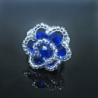 小號(hào)藍(lán)玫瑰手工花戒指