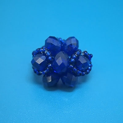 手工編制時(shí)尚藍(lán)水晶花朵戒指
