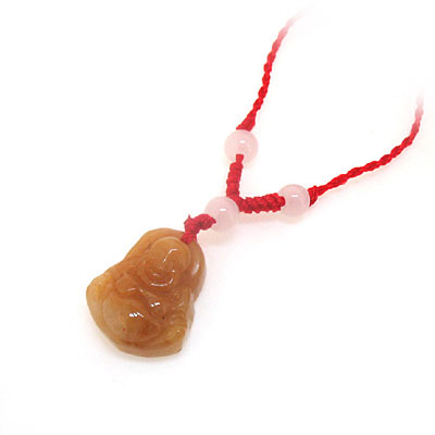 黃玉紅繩飾品男女玉佛項鏈