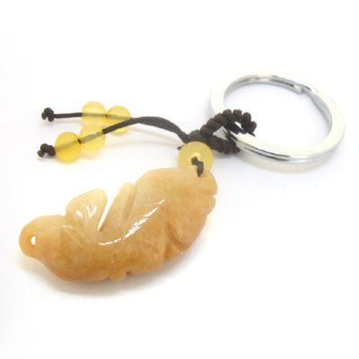 汽車配件鯉魚黃玉鑰匙扣
