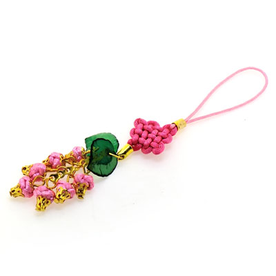 草莓手機小飾品/深粉色中國結(jié)飾品掛件