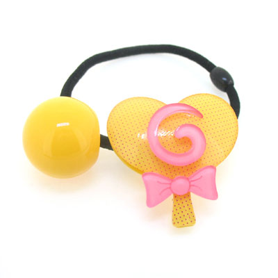 黃色棒棒糖韓國(guó)皮筋頭飾