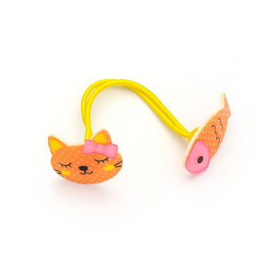 橙色小花貓愛吃魚時(shí)尚可愛BB皮筋