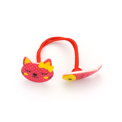 大紅色貓吃魚皮筋/女士時尚頭飾飾品